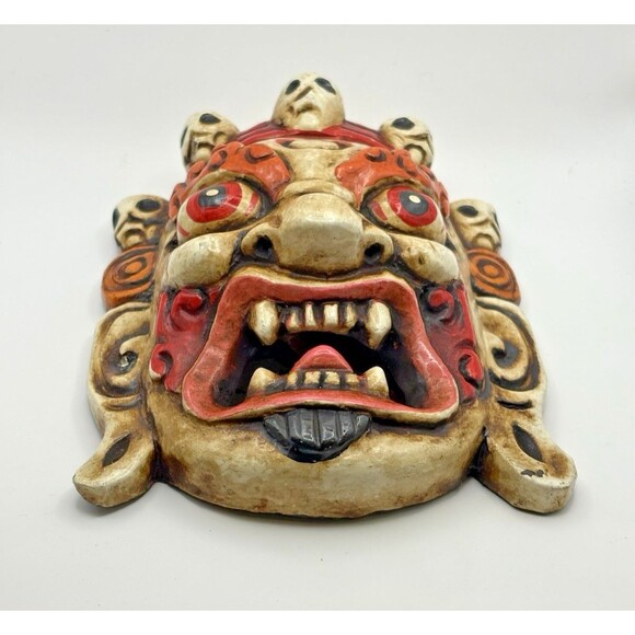 Hand Carved Mahakala Mask Wall Hanging Décor Used - Picture 9 of 13